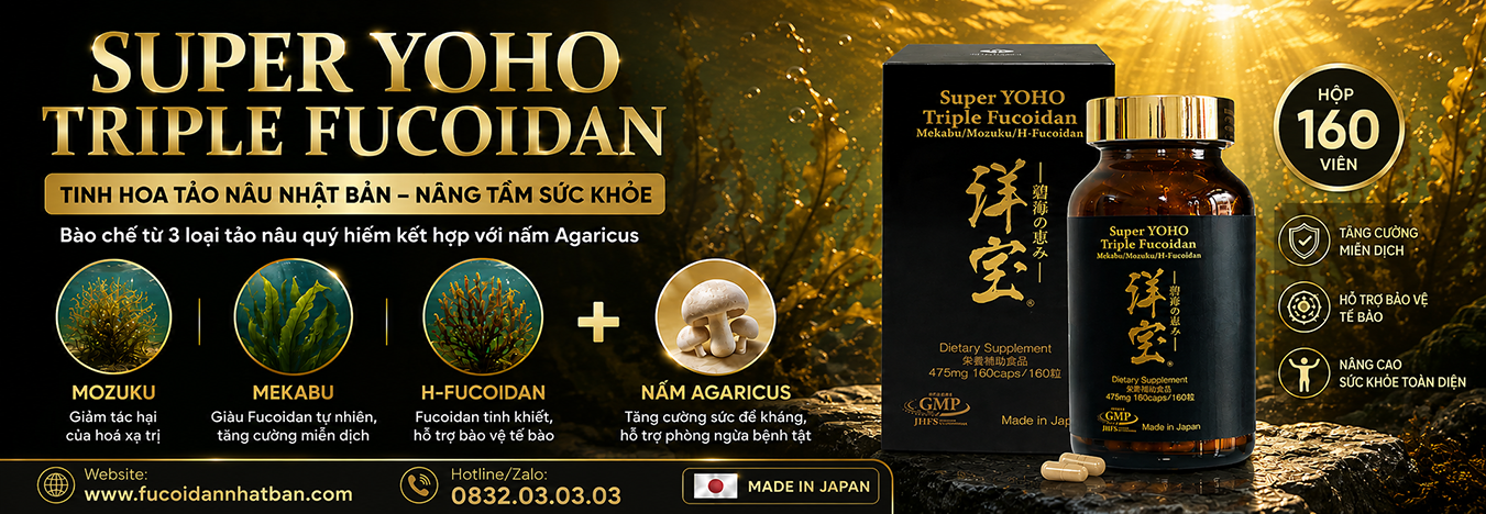 Super Yoho Triple Fucoidan chính hãng Nhật Bản. Hộp 160 viên