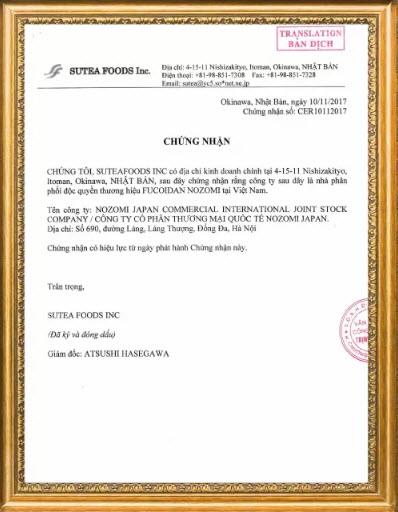 Giấy chứng phân phối độc quyền tại Việt Nam